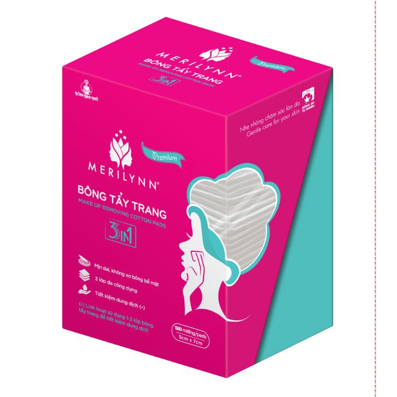 Bông tẩy trang   Bạch Tuyết Kotton  3 in 1.