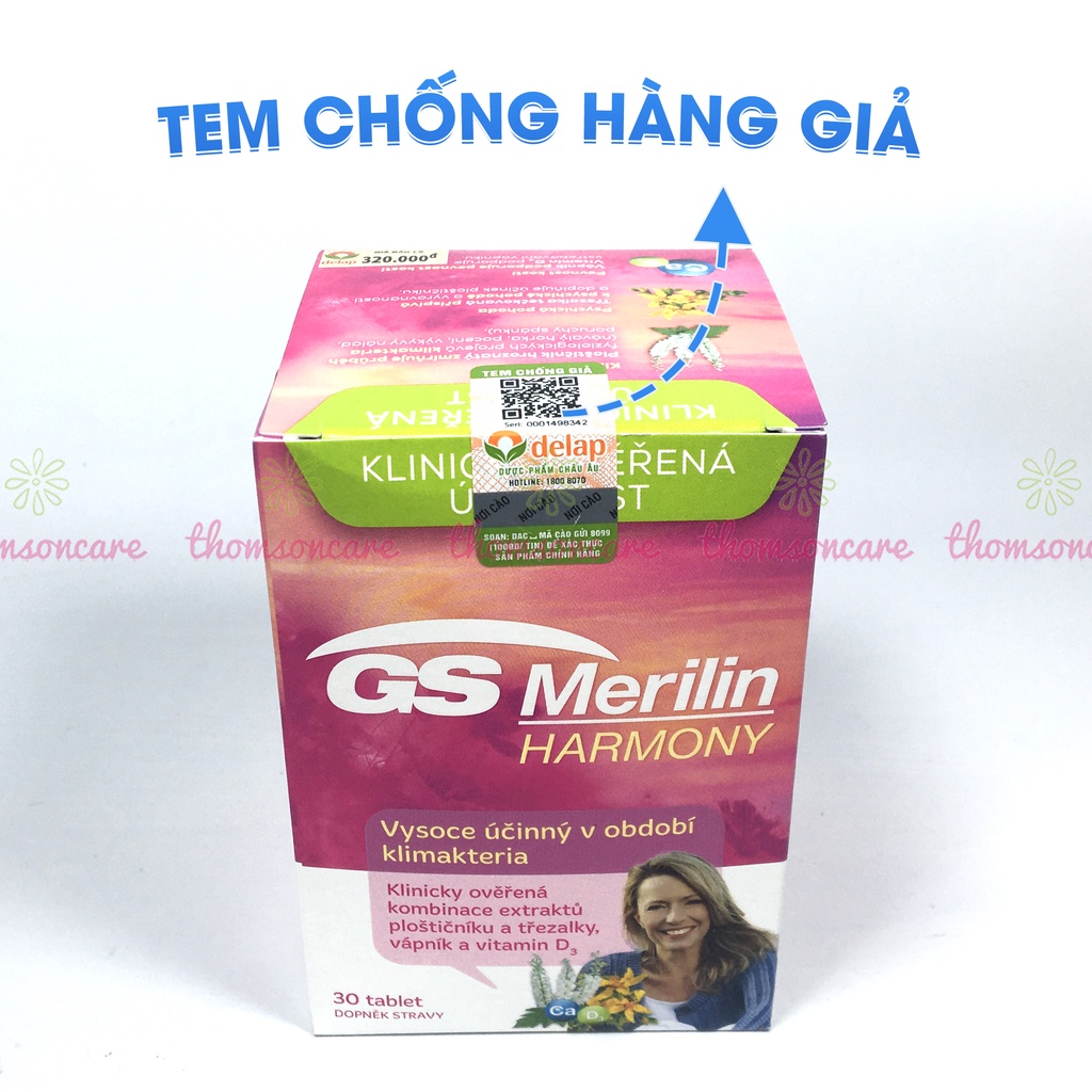 GS Merilin bổ sung nội tiết tố cho phụ nữ thời tiền mãn kinh, phòng loãng xương Hộp 30 viên nhập khẩu Châu Âu GSmerilin