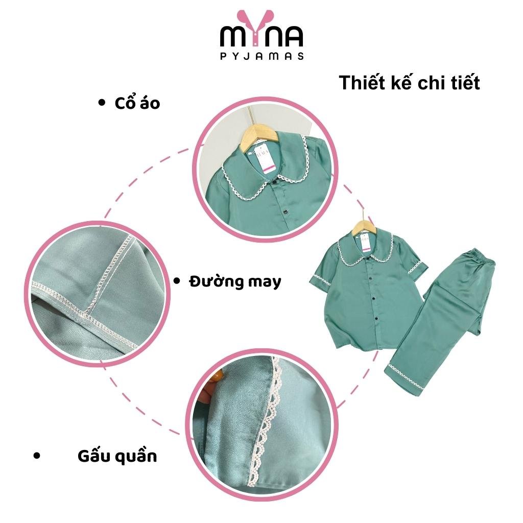 Bộ bé gái áo cộc quần dài cổ sen chất lụa ngọc trai cao cấp mềm mát,có size 11-25kg