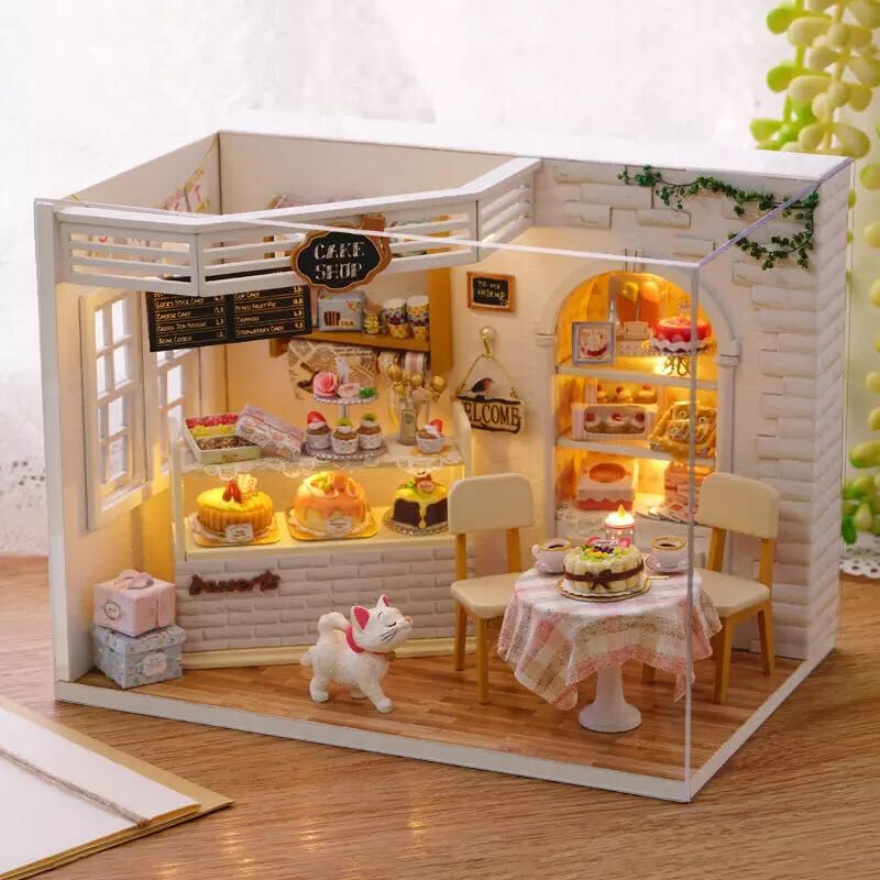 Cutebee Mô hình nhà gỗ DIY Nhật ký bánh H14( bao gồm cả che bụi)