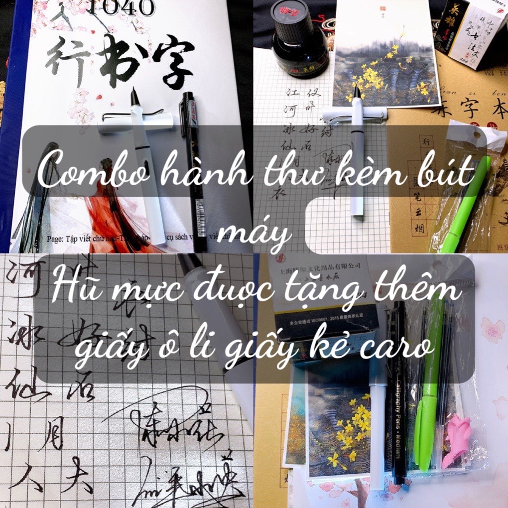 Combo Hành Thư Bút máy Ngòi cong Ngòi thẳng viết chữ đẹp chữ Há.n + mực hero + giấy ô li mễ chuyên dụng viết chữ-CBTL10