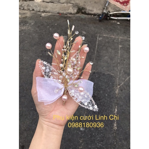 Set 2 hoa cài tóc cô dâu
