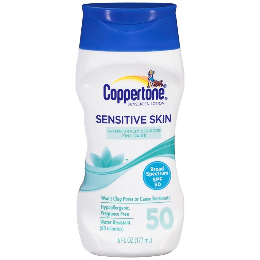 Kem chống nắng cho da nhạy cảm Coppertone Sensitive Skin SPF 50 Lotion 177ml (Mỹ)