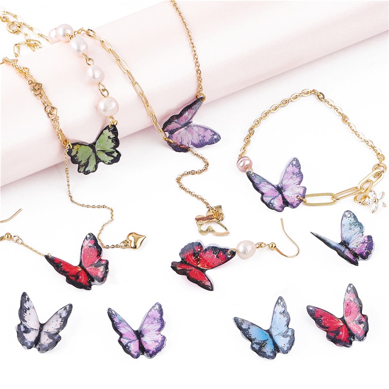 Set 2 mặt dây chuyền hình bướm 21x22mm