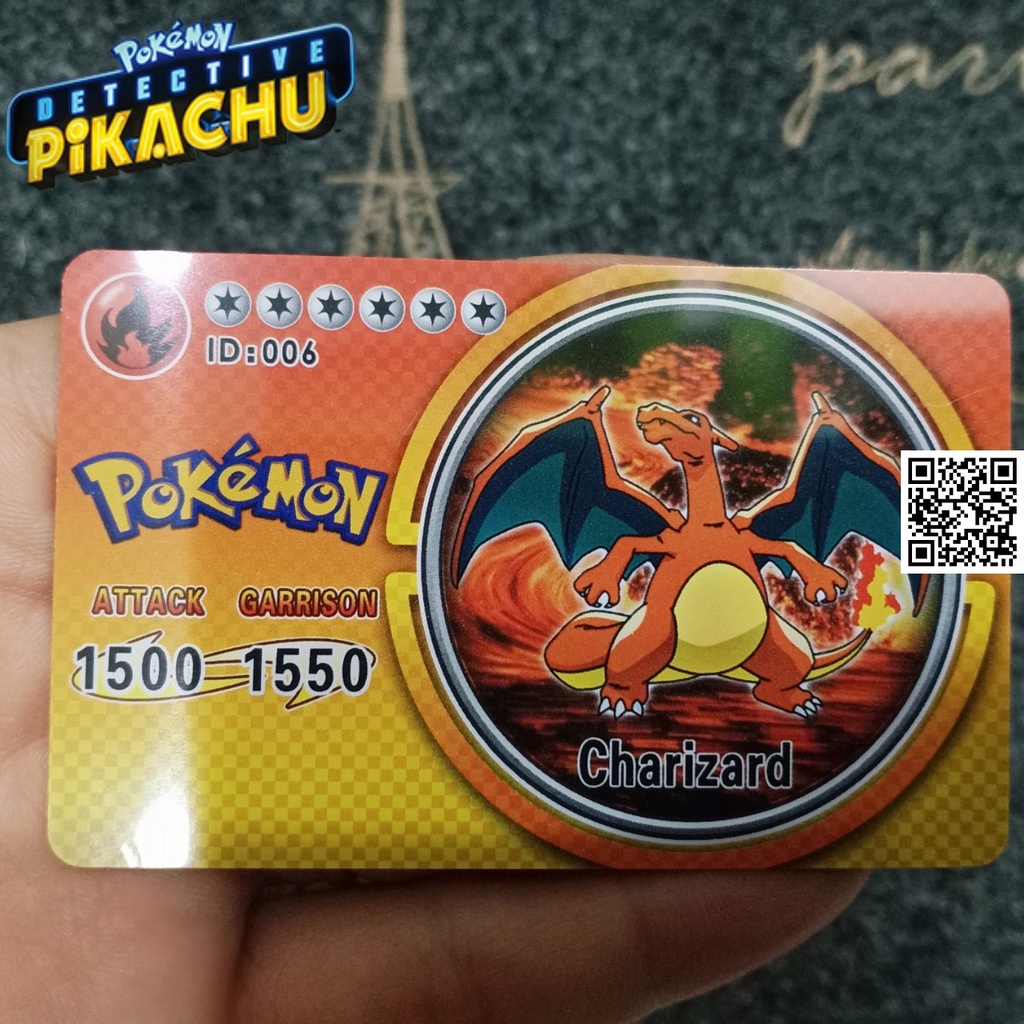 Thẻ Pokemon Mica lá Charizard mặt sau thông tin 1842 1