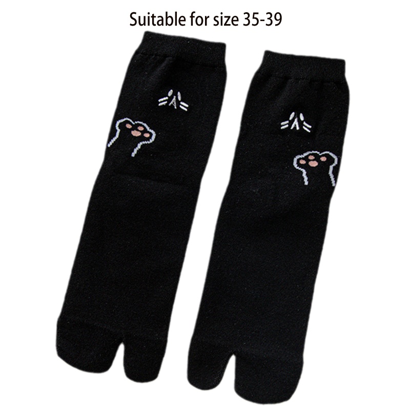 Vớ Xỏ 2 Ngón Bằng Cotton In Họa Tiết Mèo Hoạt Hình Dễ Thương Phong Cách Harajuku Cho Nữ