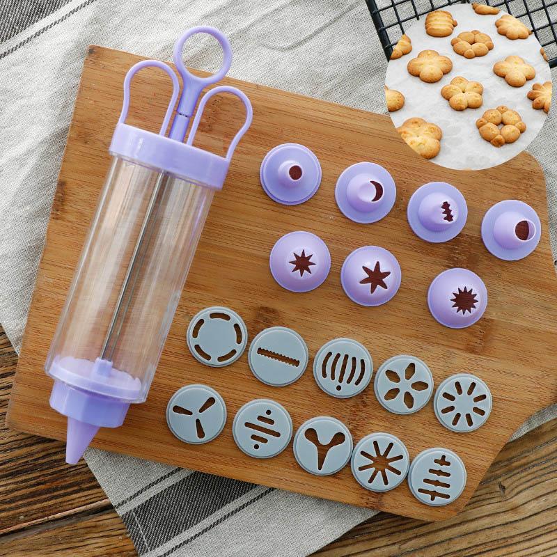 19pcs Cookie Biscuit Maker Cream Cake Pump Pastry Nozzles Flower Pump