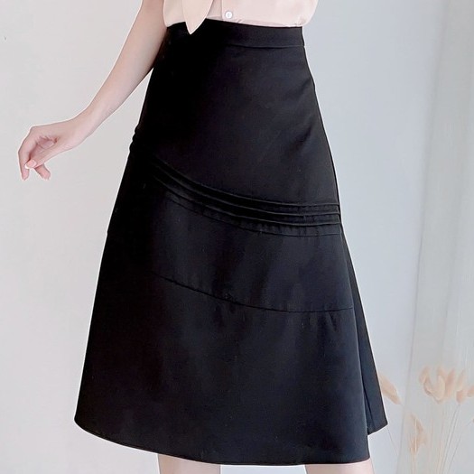 Chân váy xòe dáng dài phối 3 ly chéo cách điệu 6007 - Thời trang thiết kế CHARME CH