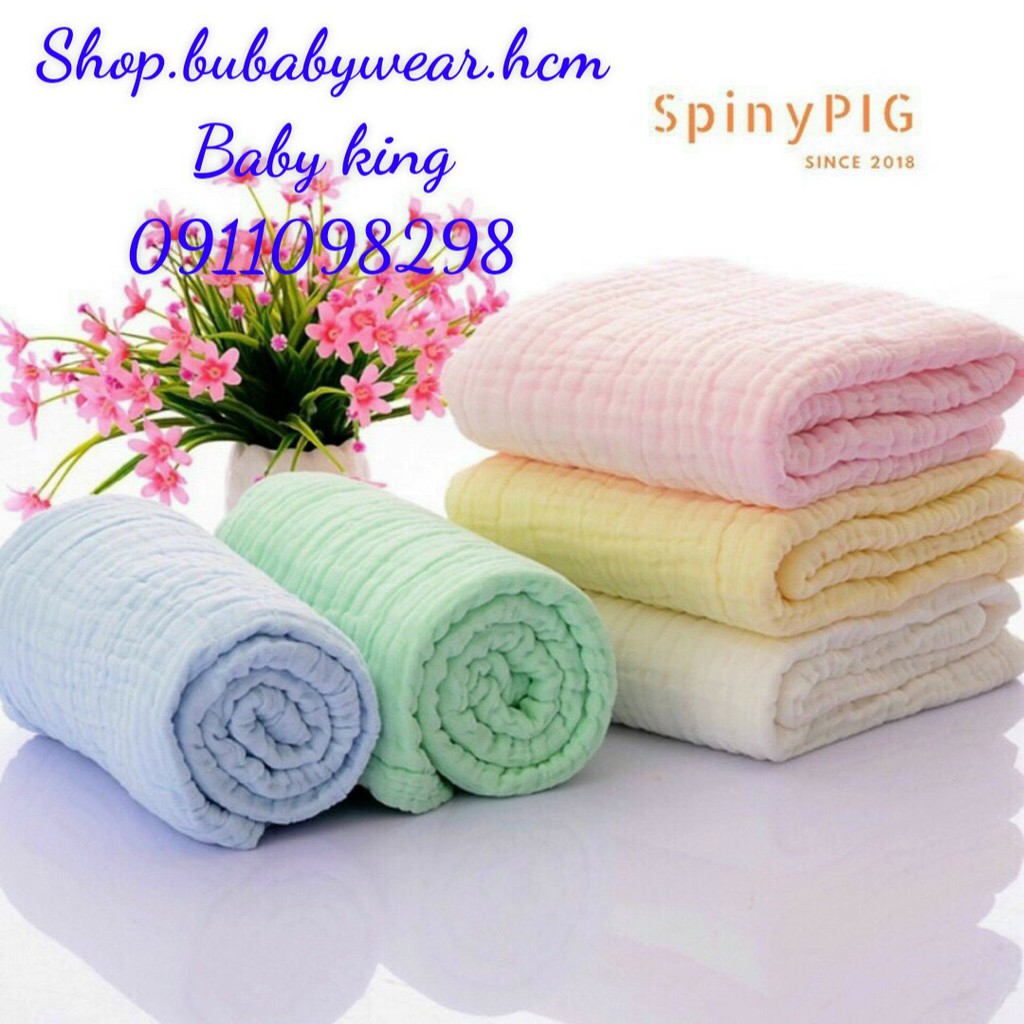 Khăn Tắm Xô Nhăn 6 Lớp Màu Trơn