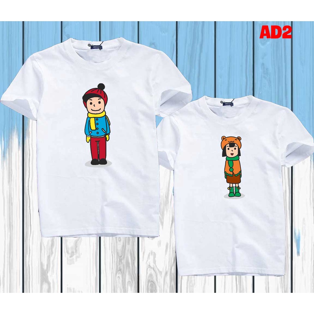 áo đôi tình nhân in nam nữ đeo khăn quàng cổ mùa đông -- [Giá niêm yết là giá của 1 áo]