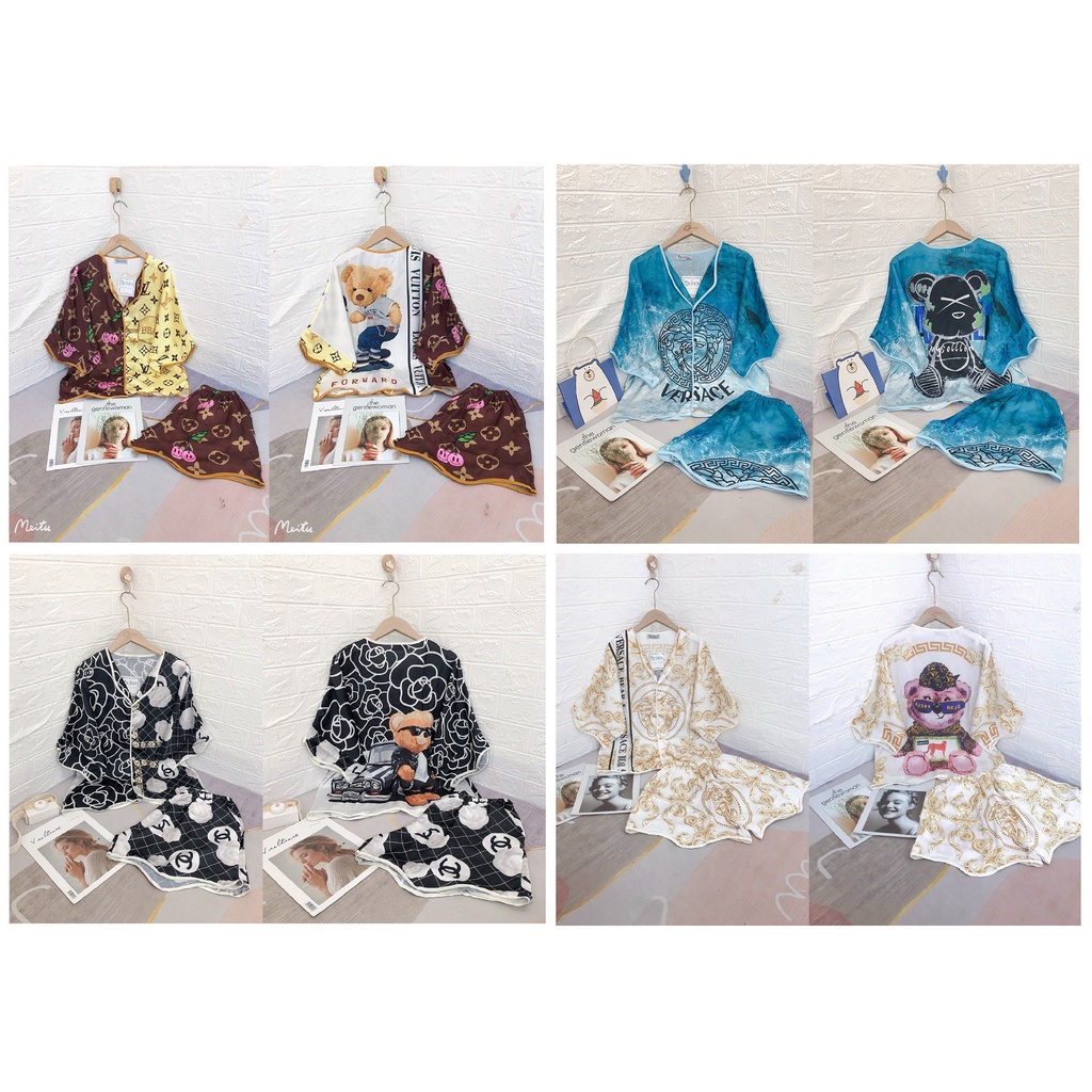 Đồ Bộ Lụa Latin Tay Cánh Dơi Quần Đùi