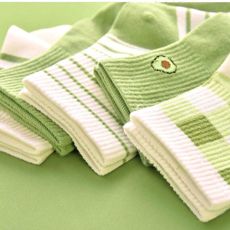Tất cổ cao, Vớ cổ cao nữ hình quả bơ vải cotton co giãn thời trang Hàn Quốc