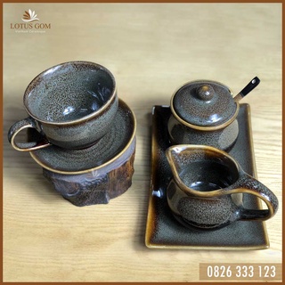 Bộ ly sứ Cafe cappuccino 185ml [Cốc cà phê gốm sứ LOTUS GOM]