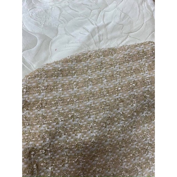 Dạ tweed kẻ nhũ 3 màu siêu sang