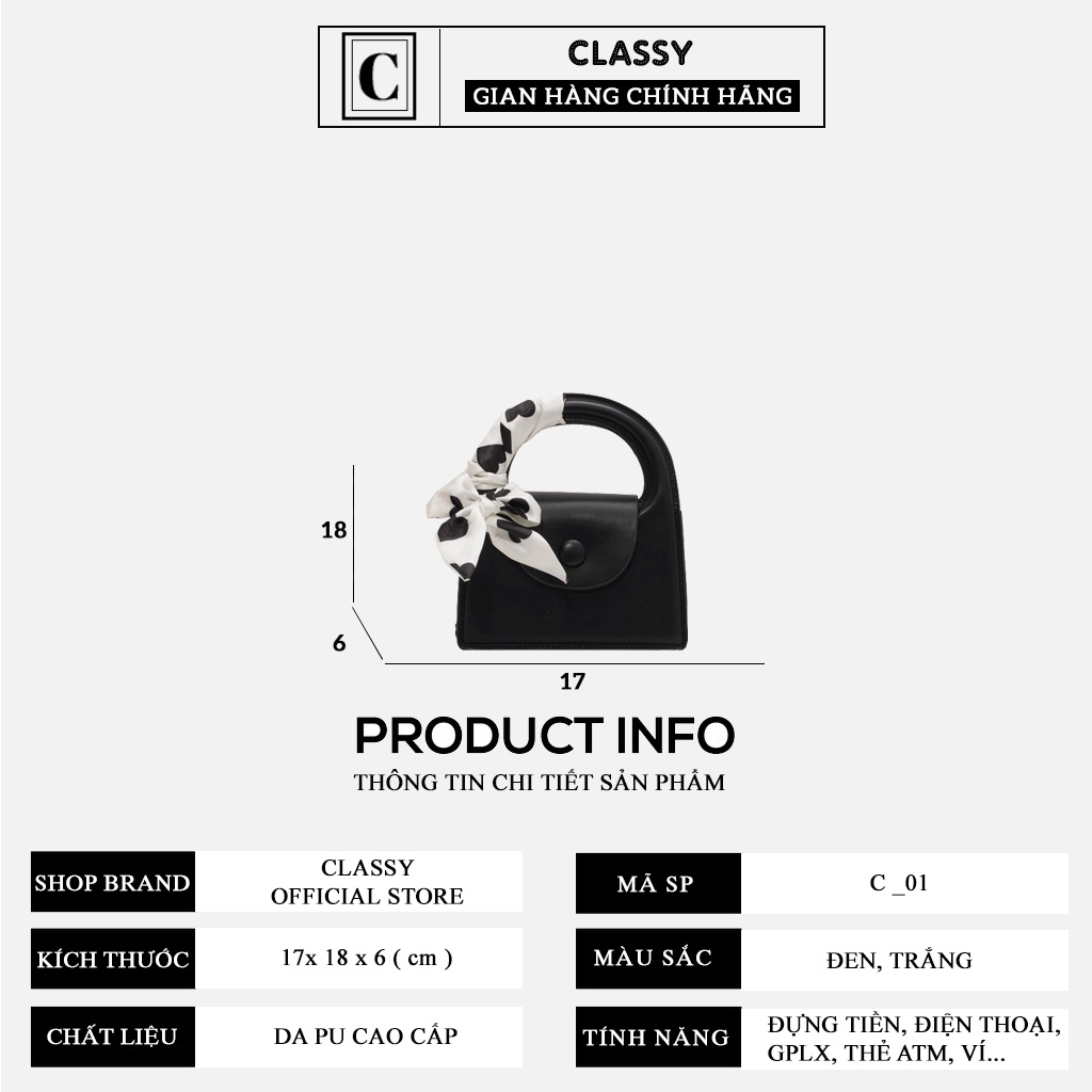 Túi xách nữ mini kẹp nách CLASSY,túi đeo chéo giá rẻ dễ thương thời trang công sở hàn quốc C.01