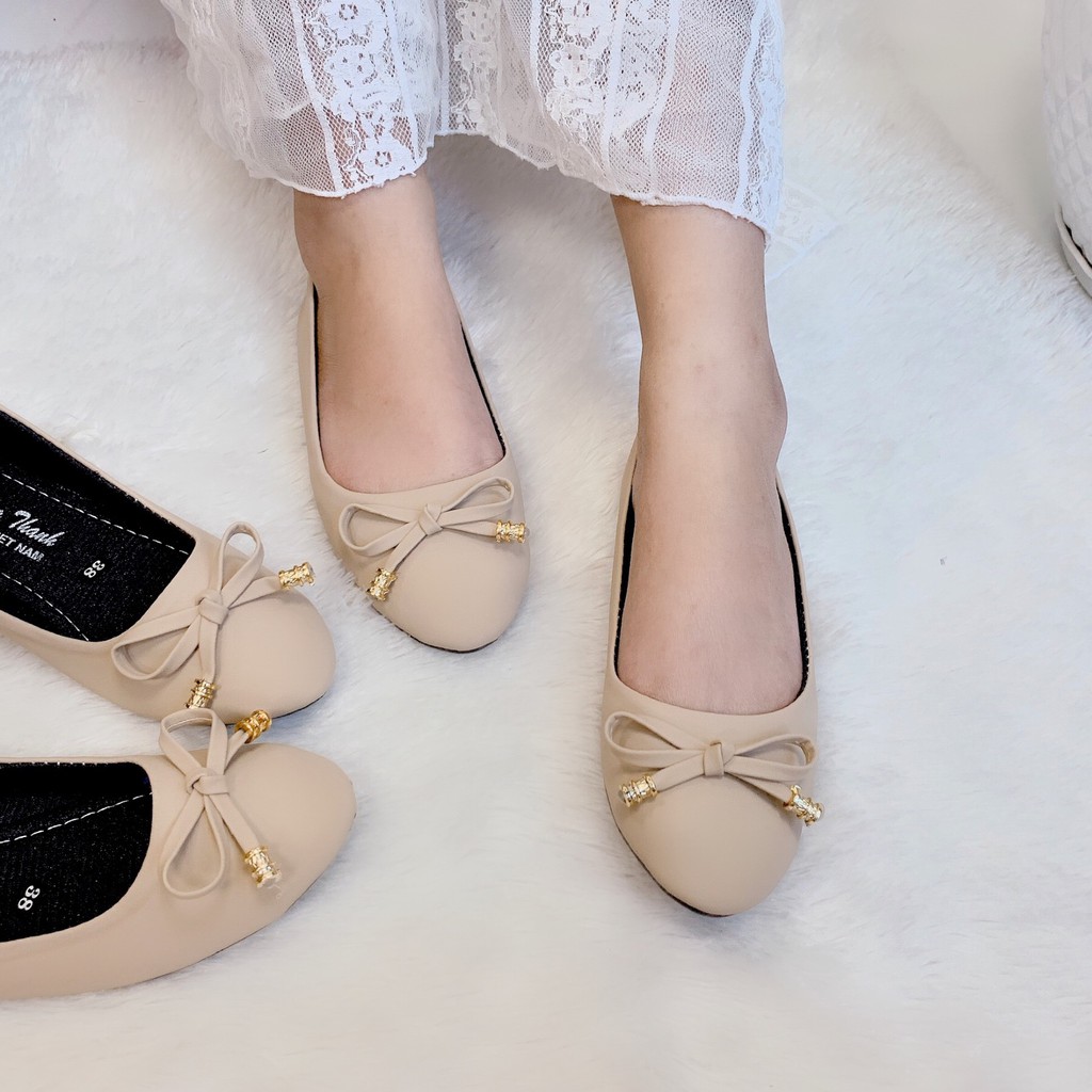 Giày Cao Gót Đế Vuông Mũi Nhọn Nữ Giày Búp Bê Công Sở 3 Phân Hoàng Thanh DN5
