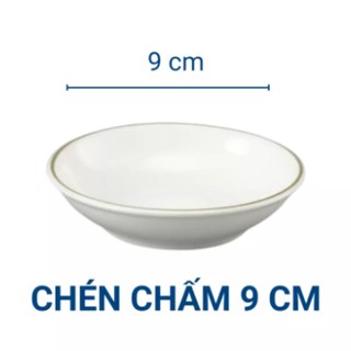 Bộ 10 chén chấm nước tương, nước mắm, sốt sứ cao cấp 9cm Jasmine Viền Chỉ Vàng