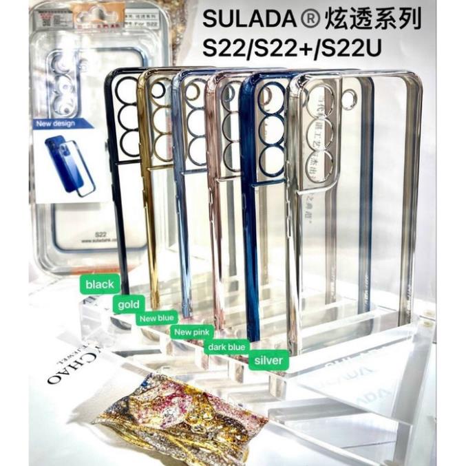 Ốp lưng sulada lưng trong viền màu Samsung S22 Ultra , S22 plus , S22 bảo vệ camera