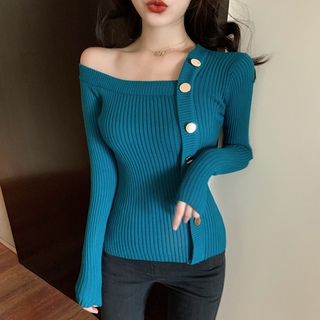 Áo len nữ tay dài trễ vai ôm sát quyến rũ