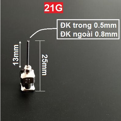 Đầu kim thép không gỉ bơm keo, mỡ hàn (1 cái)