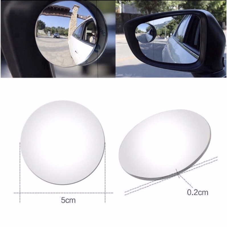 Gương Cầu Lồi Gắn Kính Hậu Ô tô Xoay 360 Xóa Điểm Mù 1 CẶP không viền