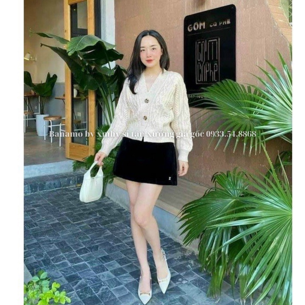 Chân váy thêu con ong cạp lưng cao dáng chữ A kiểu xòe phồng siêu đẹp 5345