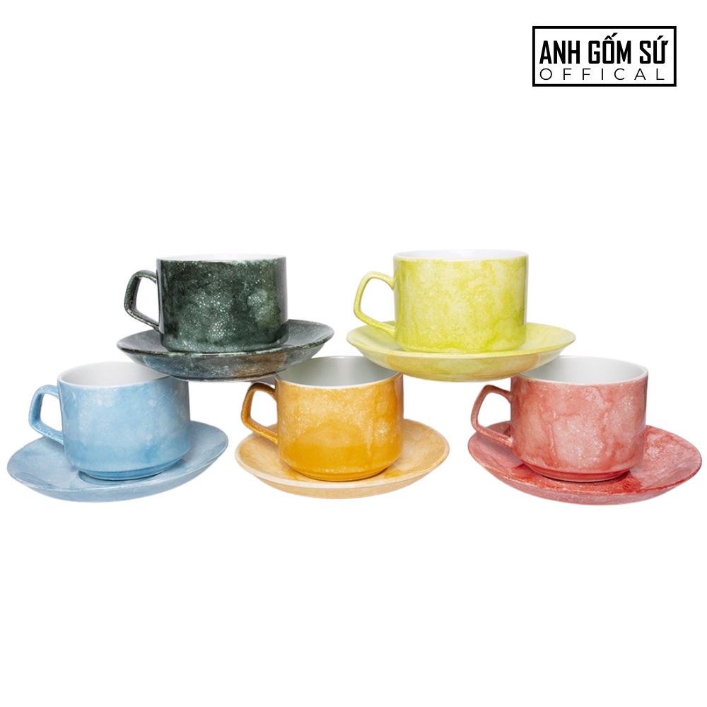 Cốc sứ vân đá Bát Tràng cao cấp - ly sứ uống cà phê dung tích 250ml, nhiều màu đẹp