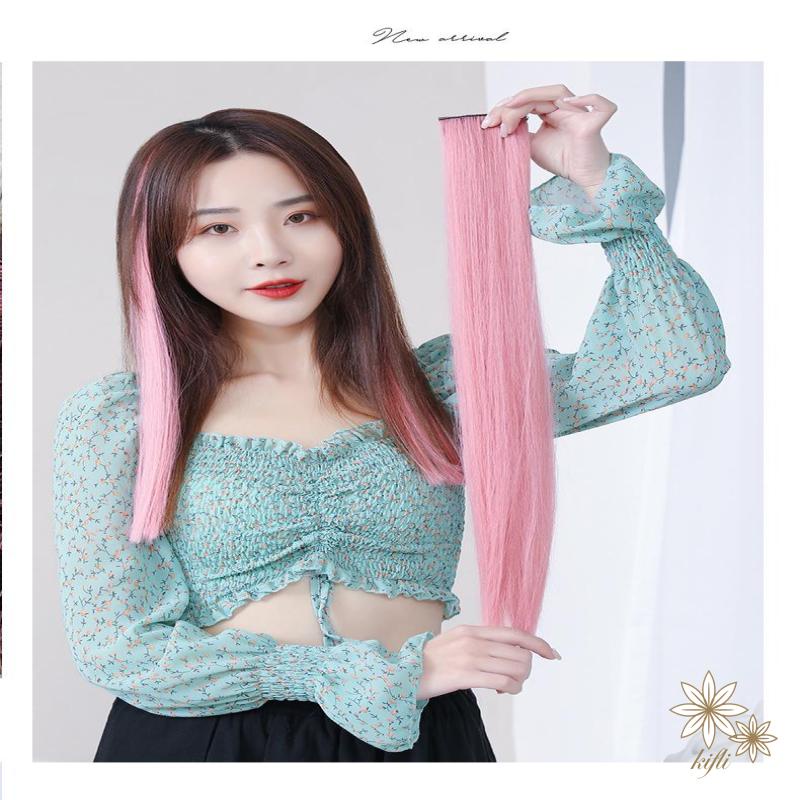 Tóc giả đẹp tóc kẹp dài thẳng light 60cm lọn nhiều màu phong cách Hàn Quốc