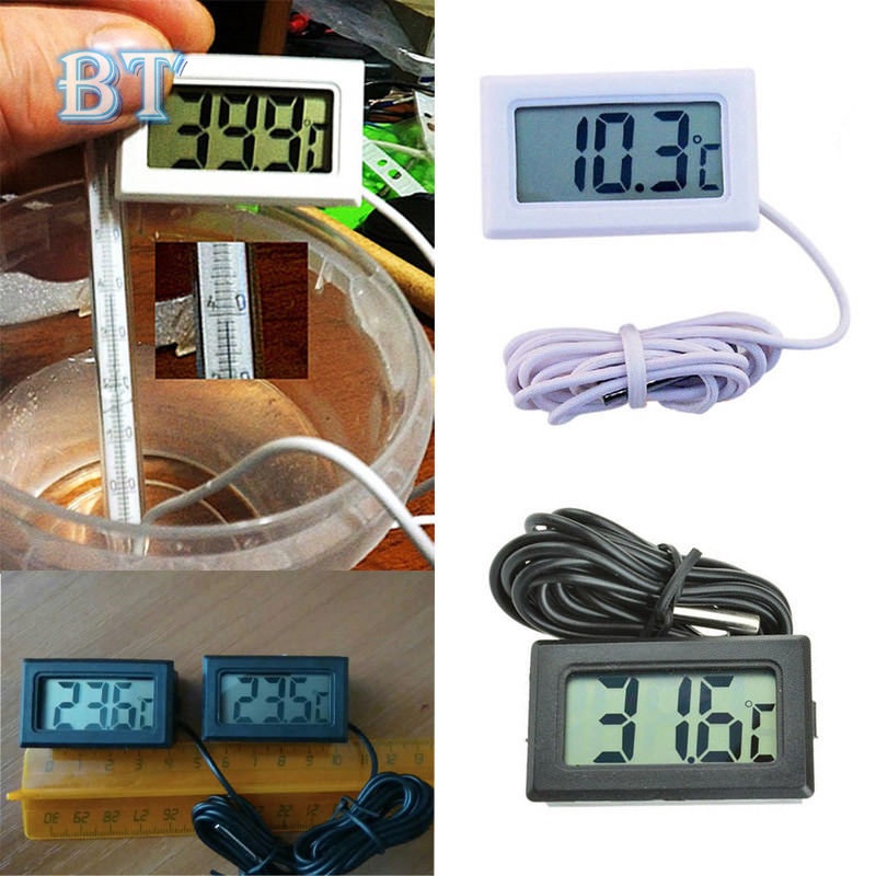 Đồng hồ mini kỹ thuật số màn hình LCD đo nhiệt độ/độ ẩm có đầu dò tiện lợi cho bể cá Đồng Hồ Đo Nhiệt Độ Mini Đầu Cảm Biến Chống Nước Đồng Hồ Đo Độ Ẩm Và Nhiệt Độ Kỹ Thuật Số