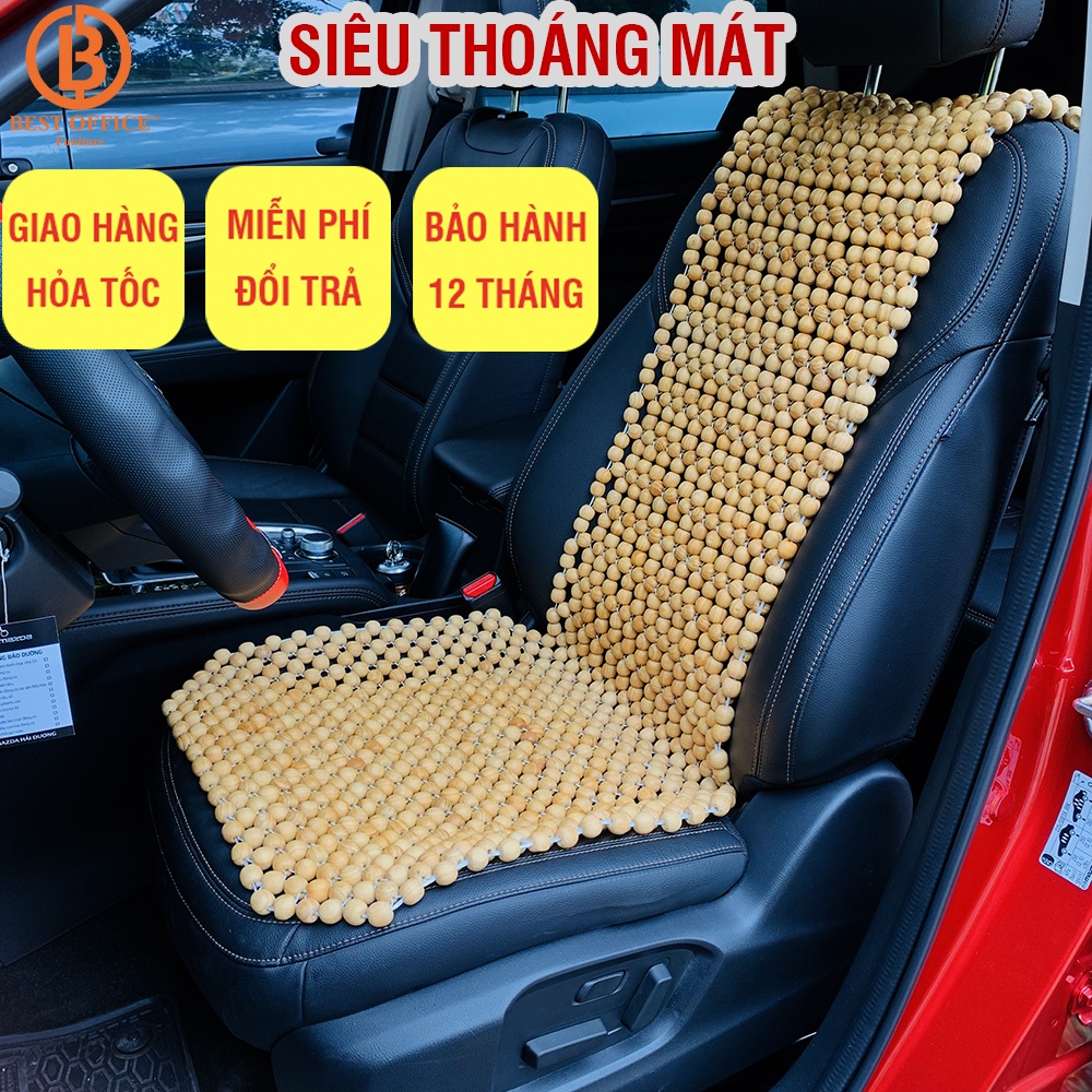 Đệm lót ghế ô tô hạt gỗ tự nhiên - Loại tốt- Thông thoáng - Chống ê mỏi