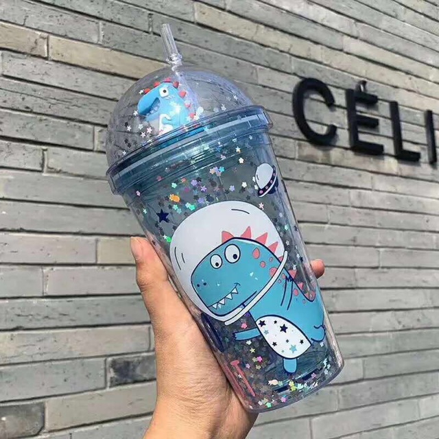 Ly giữ nhiệt kèm ống hút, cốc nước cute
