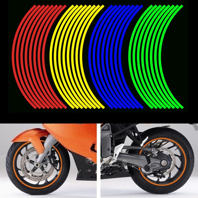 Đề can dải phản quang dán vành bánh xe máy xe hơi 17"18" nhiều màu sắc cho Kawasaki Honda