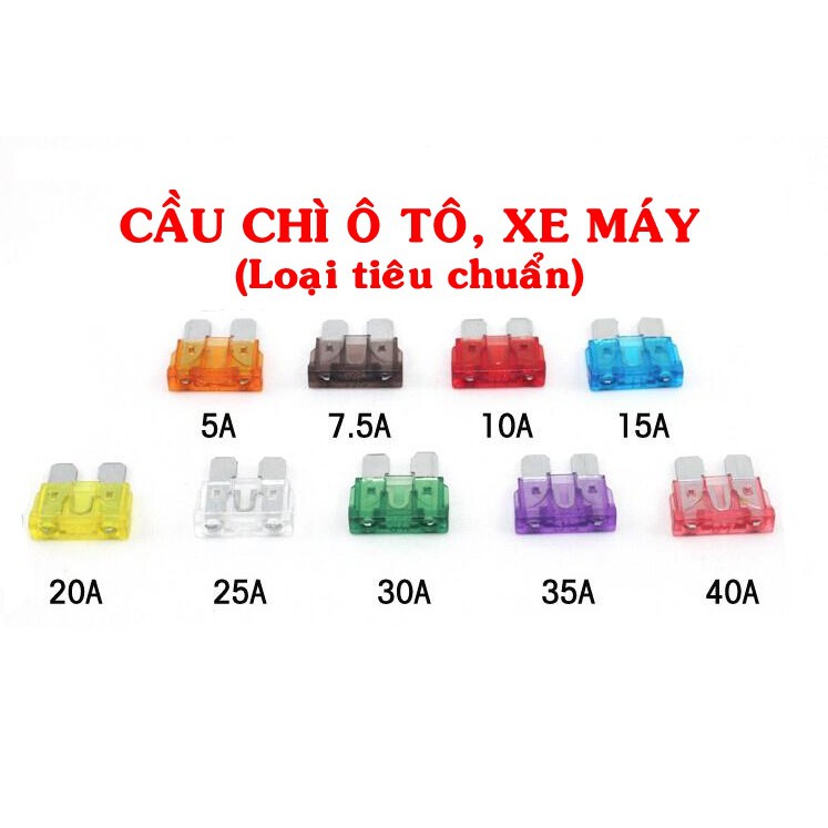 Bộ 05 Cầu Chì Ô Tô Xe Hơi Loại chân to tiêu chuẩn cho ô tô xe hơi_ Car Fuse:   SKU:175