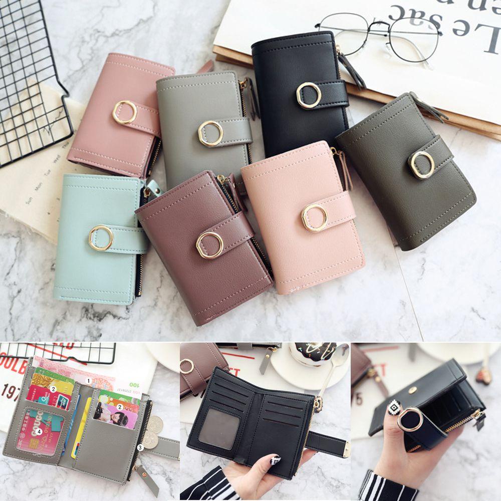 ღOKDEALSღ Fashion Leather Purse Money Clip Wallet Women Clutch Short Wallet For Girl Small Hasp Female Ladies Card Bag/Multicolor