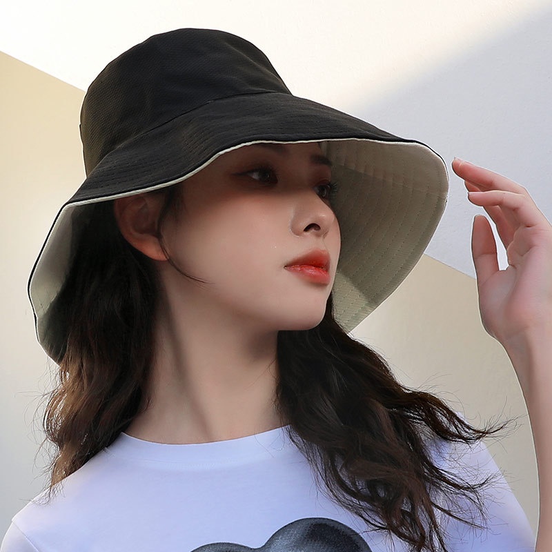 Nón Bucket Vành Rộng Che Nắng Hai Mặt Thời Trang Cho Nữ