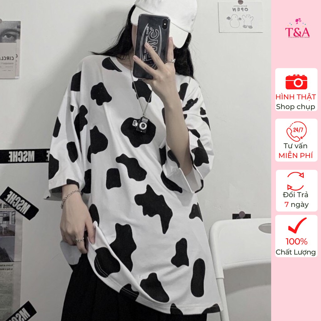 Áo Thun Bò Sữa Tay Lỡ 2 Kiểu Dáng - 731 734
