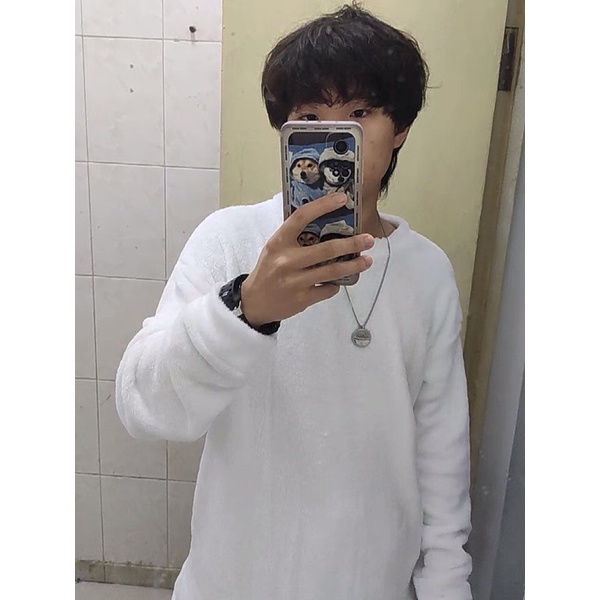 Áo sweater lông mịn trơn unisex