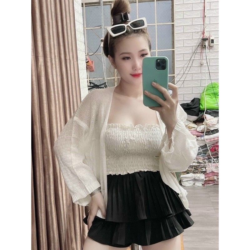 Áo khoác cardigan 🤤Freeship🤤 áo khoác nữ chất len lưới mỏng nhẹ siêu sang chảnh chống nắng