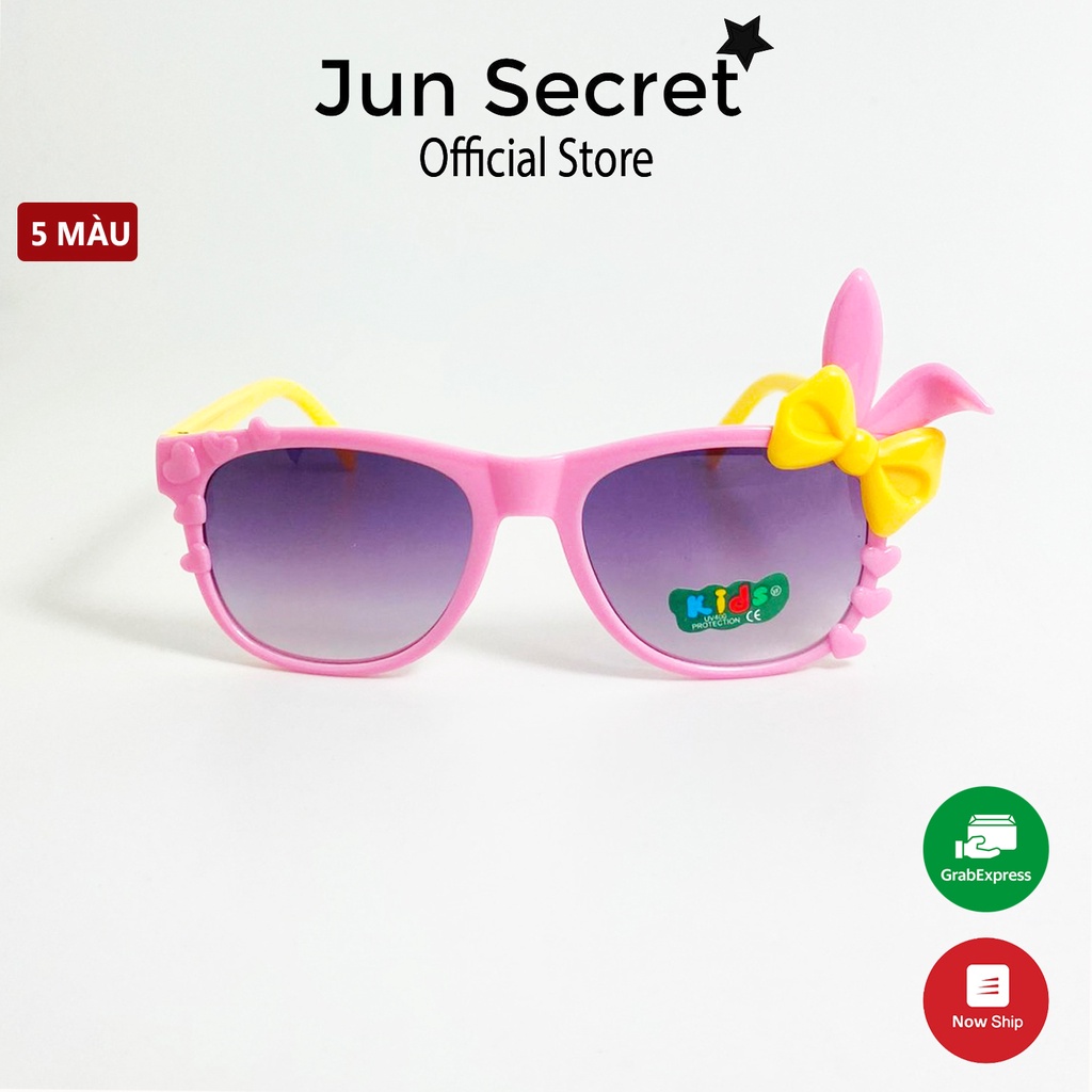 Kính mát trẻ em Jun Secret tròng kính đính nơ tai thỏ nhiều màu siêu đáng yêu dành cho bé từ 1 đến 5 tuổi JS50A02