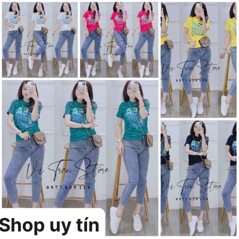 Áo thun giấy form rộng in chữ Sea sure tay ngắn cổ tròn