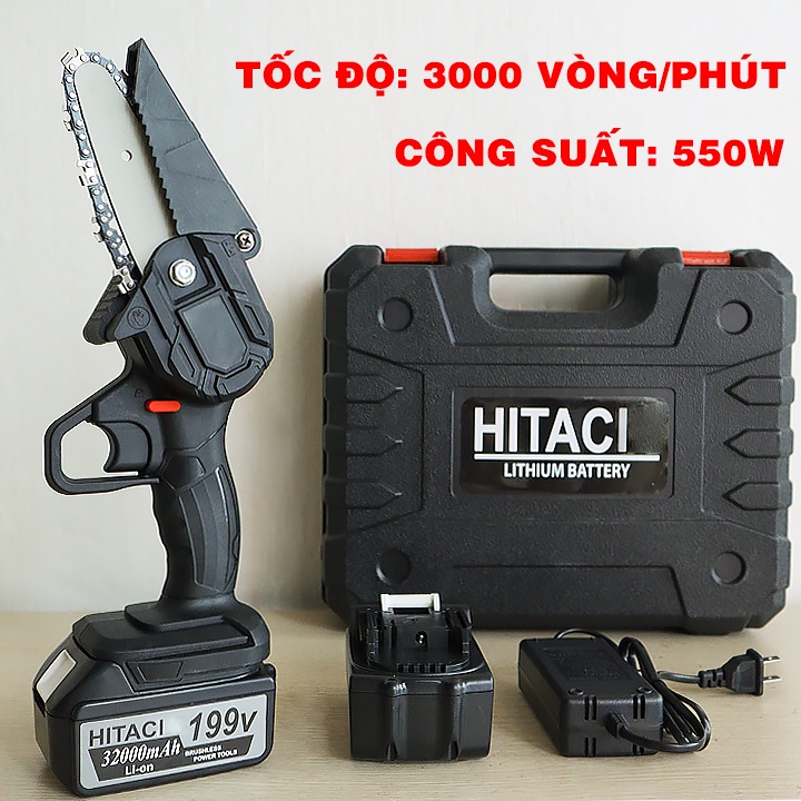 Máy cưa xích dùng pin Hitachi 199V - Dung Lượng Khủng 32000 mAH -