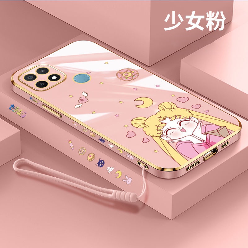 Sailor moon Ốp Điện Thoại Silicon Mạ Viền Hình Nhân Vật Thủy Thủ Mặt Trăng Cho Oppo Realme C15 C12 C25 C25S Realme C11 Realme 7i C17
