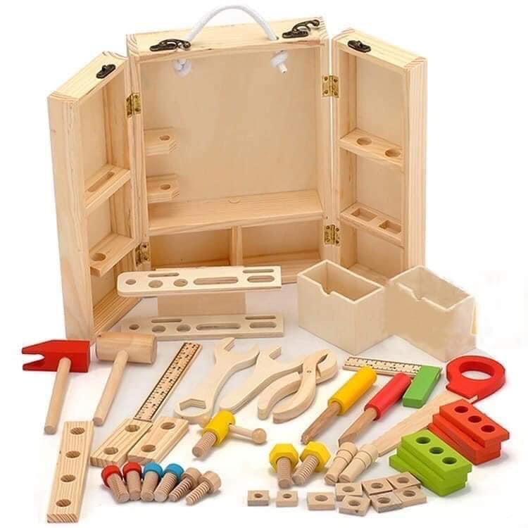 Montessori- Bộ Đồ Chơi Kỹ Thuật Vặn ốc Vít Bằng gỗ Giúp Bé Phát Triển Trí Tuệ