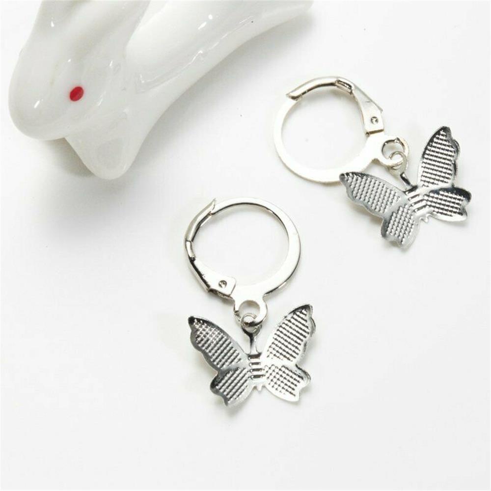 Khuyên Tai Dạng Móc Mặt Tròn Hình Bướm Nhiều Màu Thời Trang Cho Nam Và Nữ