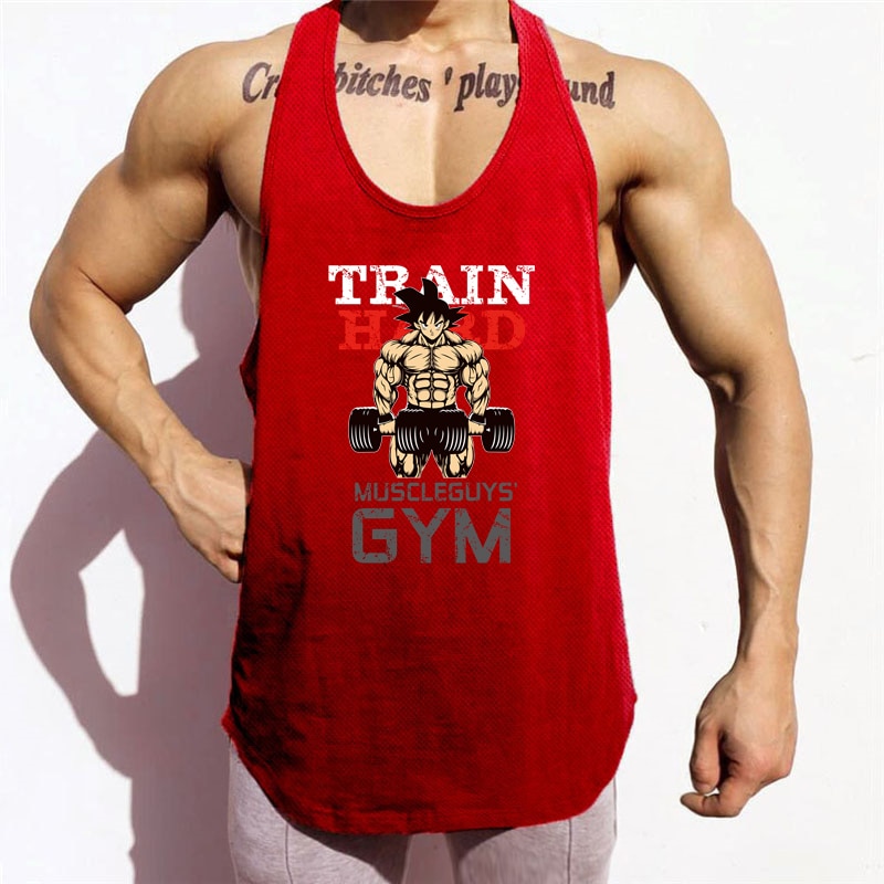 New Workout Men's Gym Fitness Tank Top Muscle Singlets Fashion Sports Quick Dry Gym Clothing Mesh Bodybuilding Sleeveless Vest