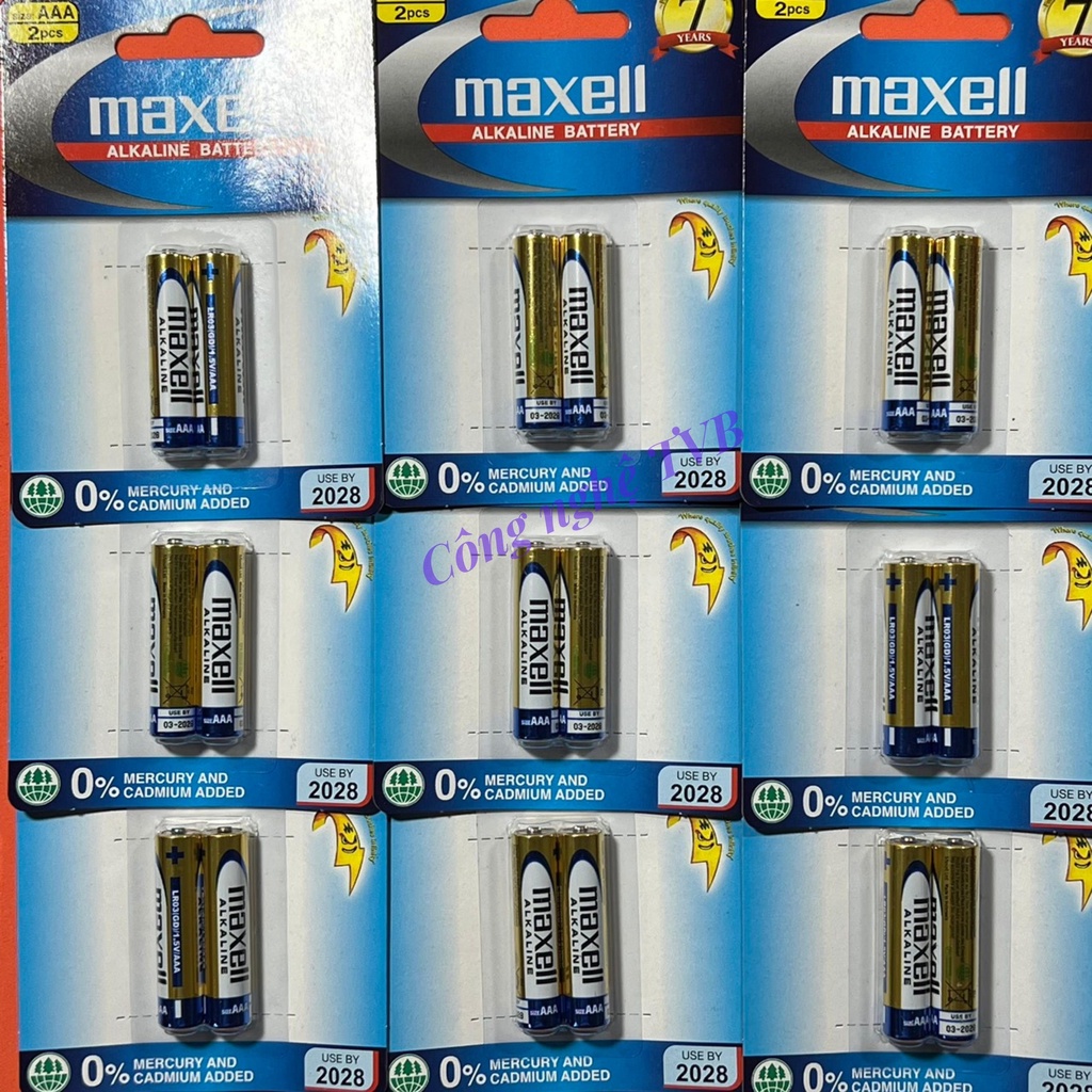 Pin Maxell AAA alkanine LR03 /2B vỉ 2 viên chính hãng