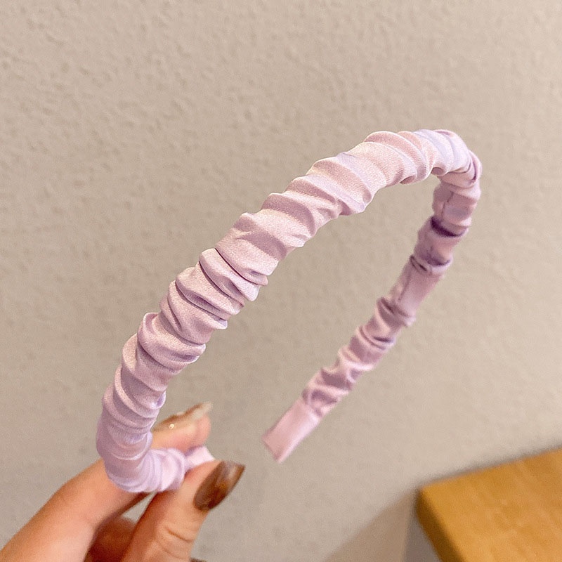 Cài Tóc Nữ Satin Màu Trơn Gấp Nếp Đơn Giản Phong Cách Hàn Quốc