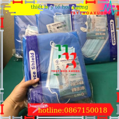 ( Com Bo 10 Bộ) Đồ Bảo Hộ Y Tế, Quần Áo Chống Dịch 7 Món Hàng An Sinh