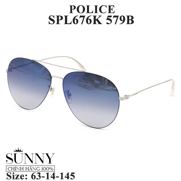 Kính mát thời trang chính hãng nhiều màu Police SPL676K, thiết kế dễ đeo bảo vệ mắt