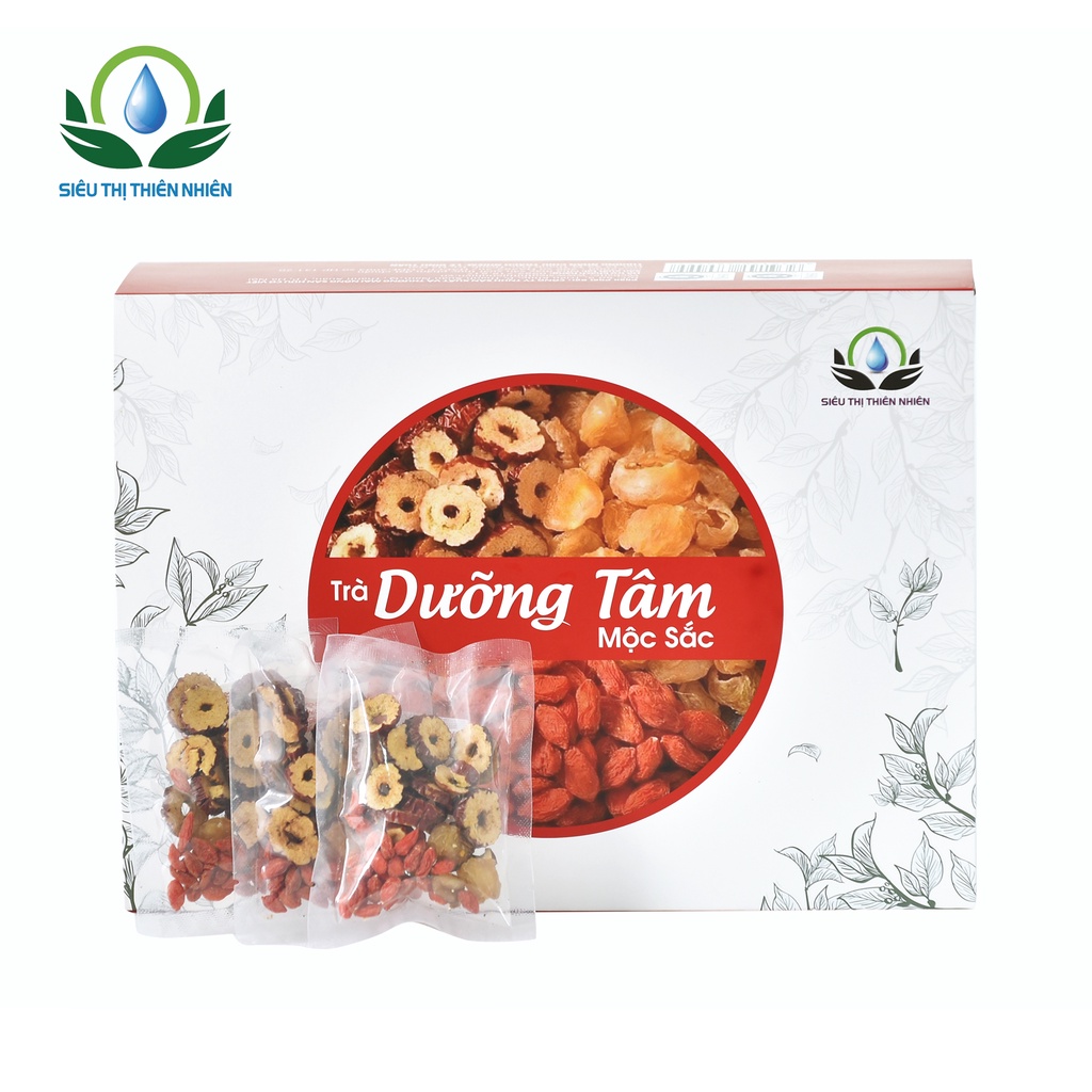 Set 30 gói trà dưỡng tâm (táo đỏ,kỷ tử,long nhãn) Mộc Sắc cao cấp tặng kèm bình 500ml